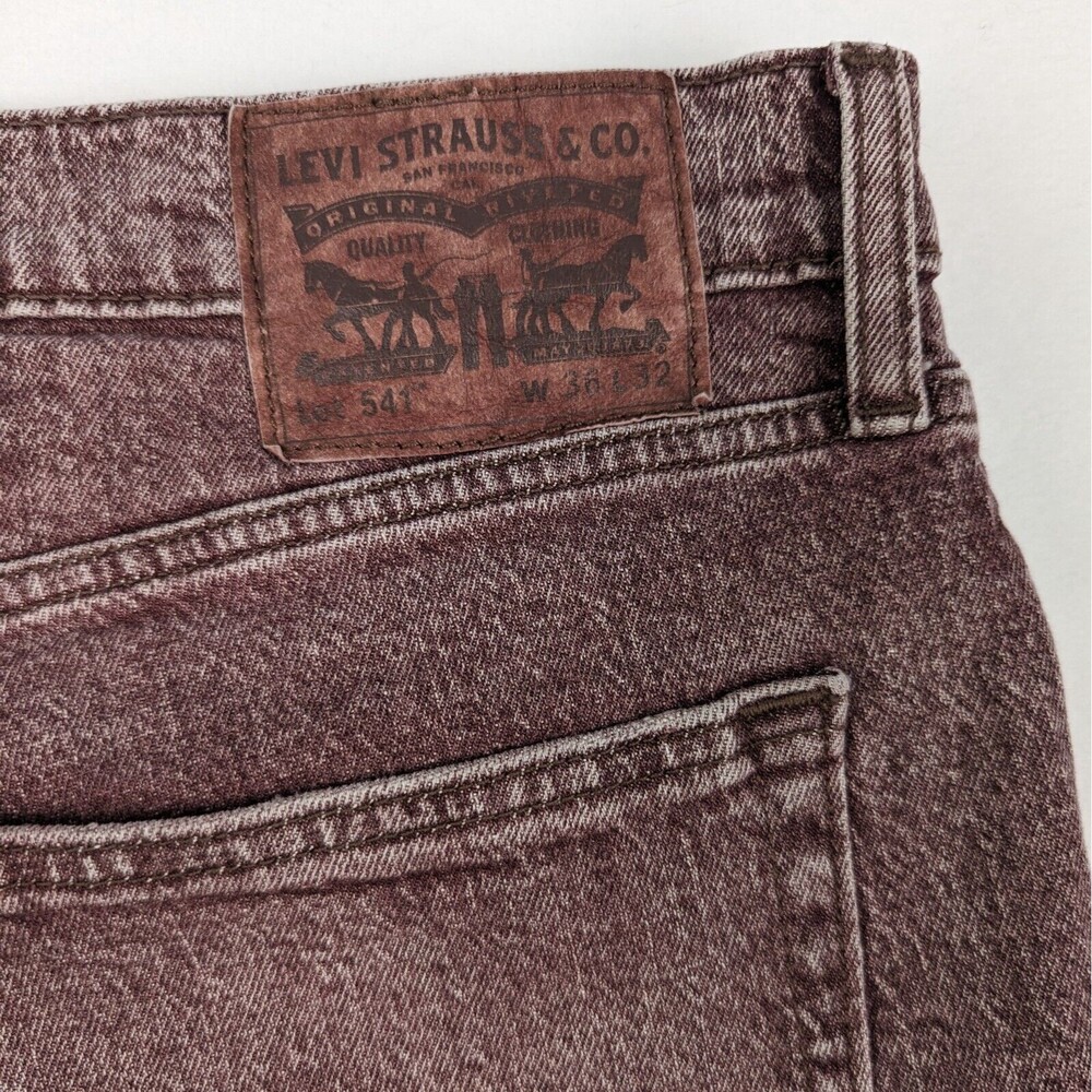 Levis 541 Athletic Fit 30 Mens 36x32 (38x30) Boysenberry Crush Acid Wash Jeans - Picture 5 of 12